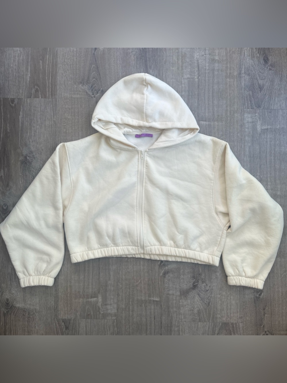 Jac Parker Cream Cropped Zip Hoodie